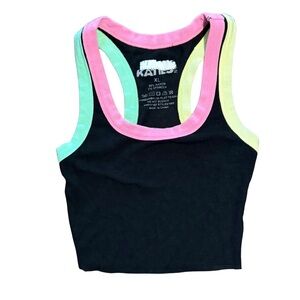 Katie J Girls Livi tank in black with neon trim size Xlarge like new worn once